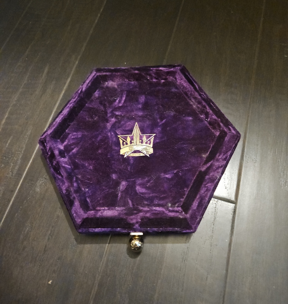 Jeffree Star Deep Purple Velvet Hexagonal Jewelry Box with Gold Emblem